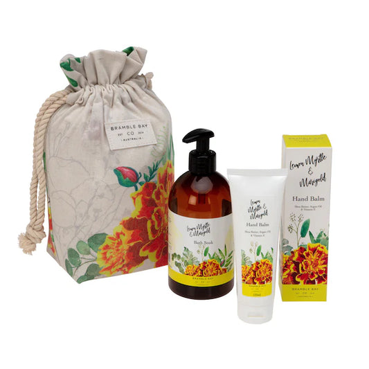 Gift Bag Lemon Myrtle & Marigold (Hand Balm, Body Wash & Sponge)