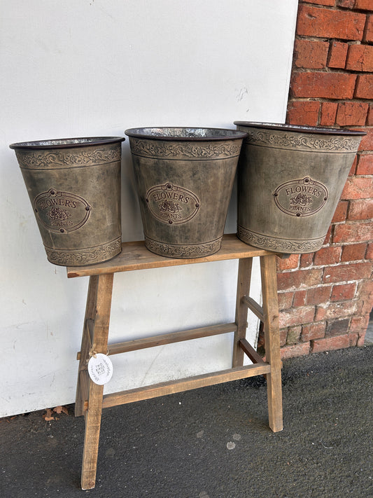 Flower Pot Aged Zinc