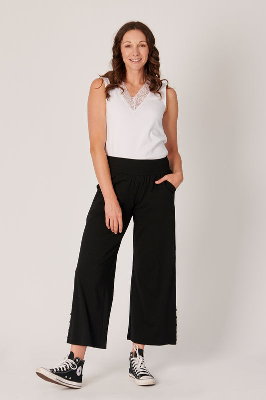 Shirred Waist Pant - Black