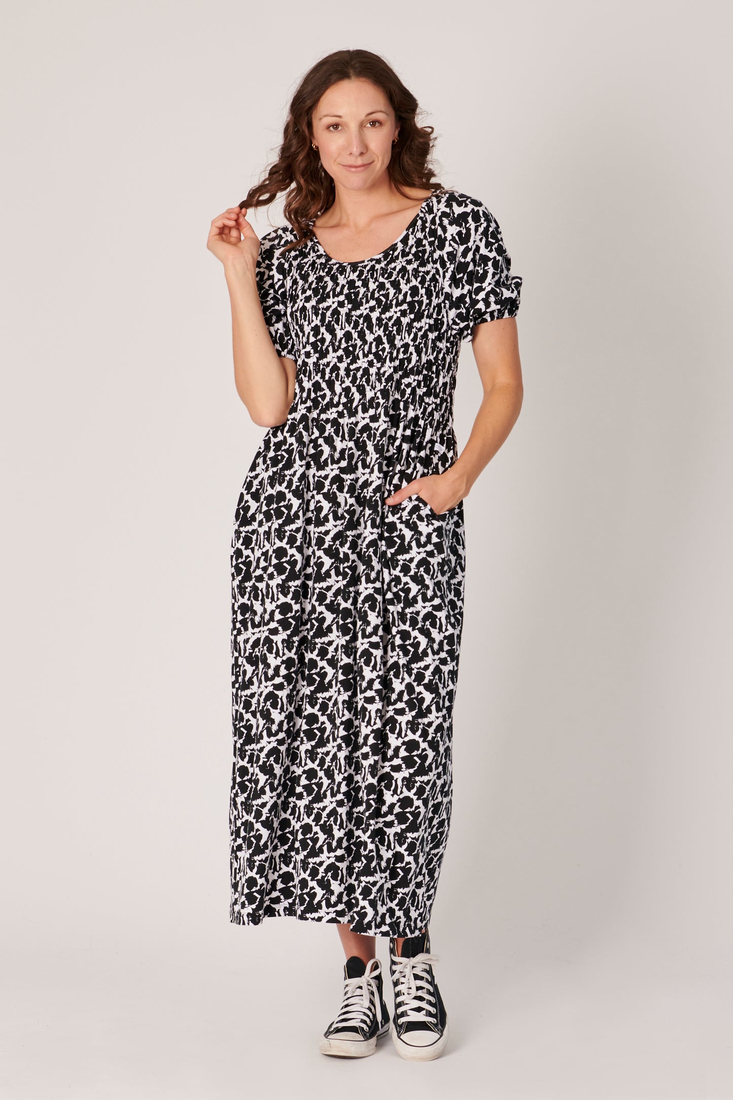 Shirred Bodice Maxi - Abstract