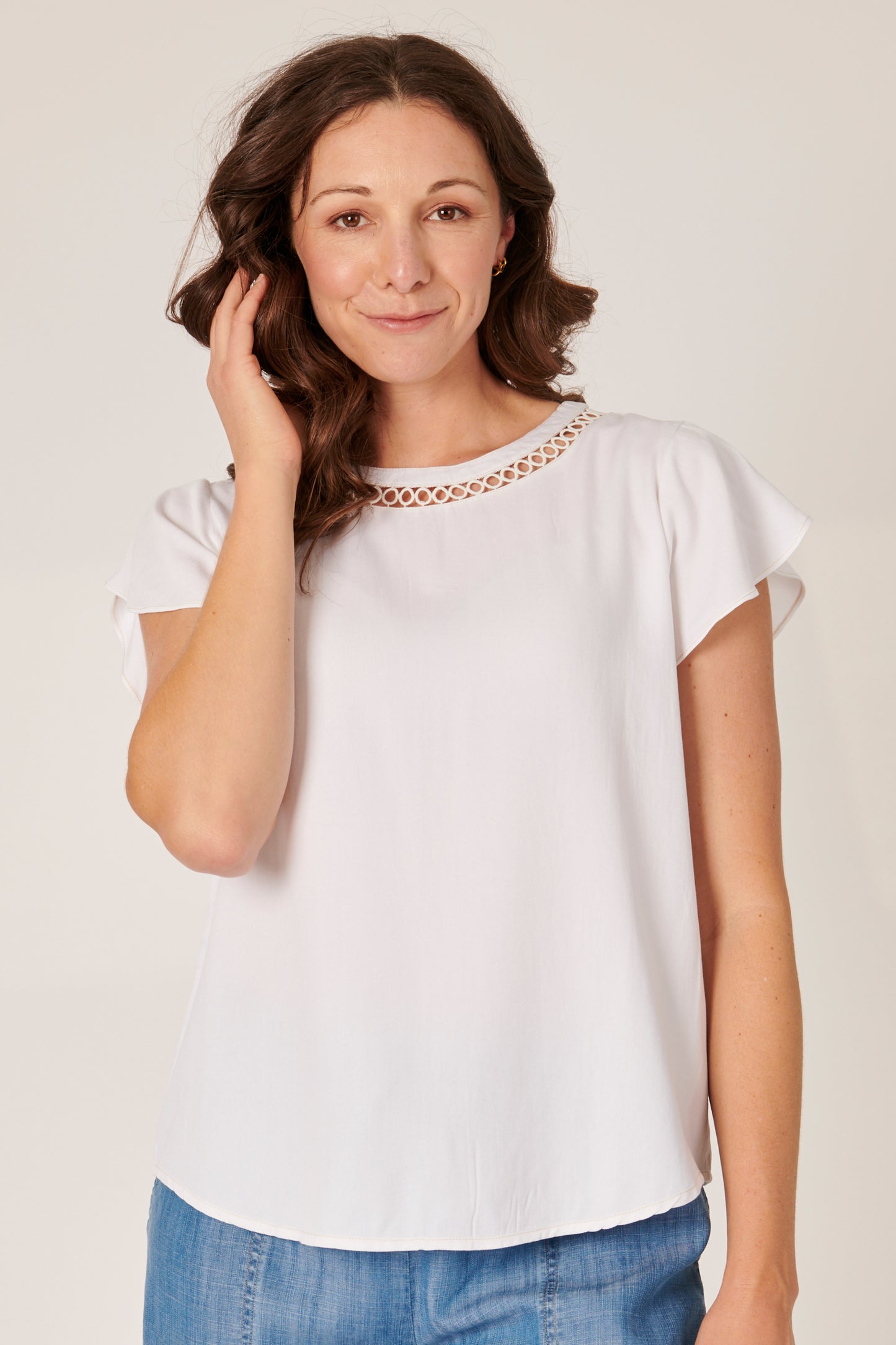 Button Back Top- White