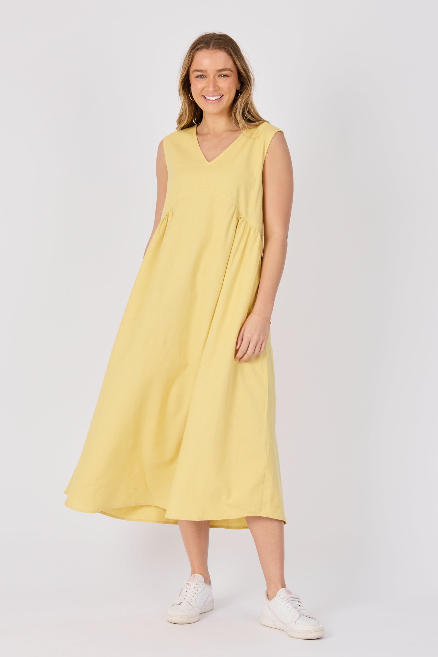 Gathered Panel Dress - Yellow