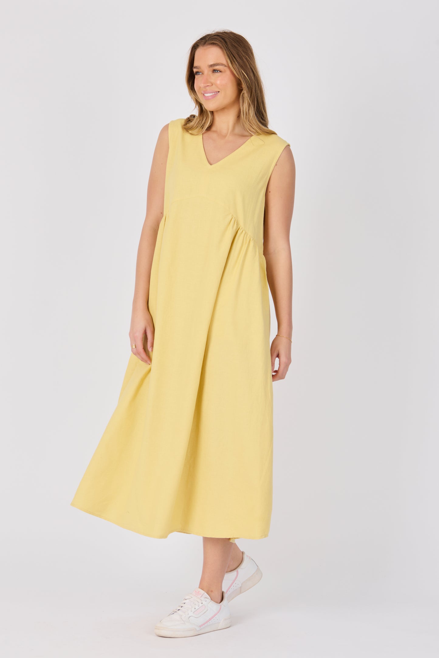 Gathered Panel Dress - Yellow