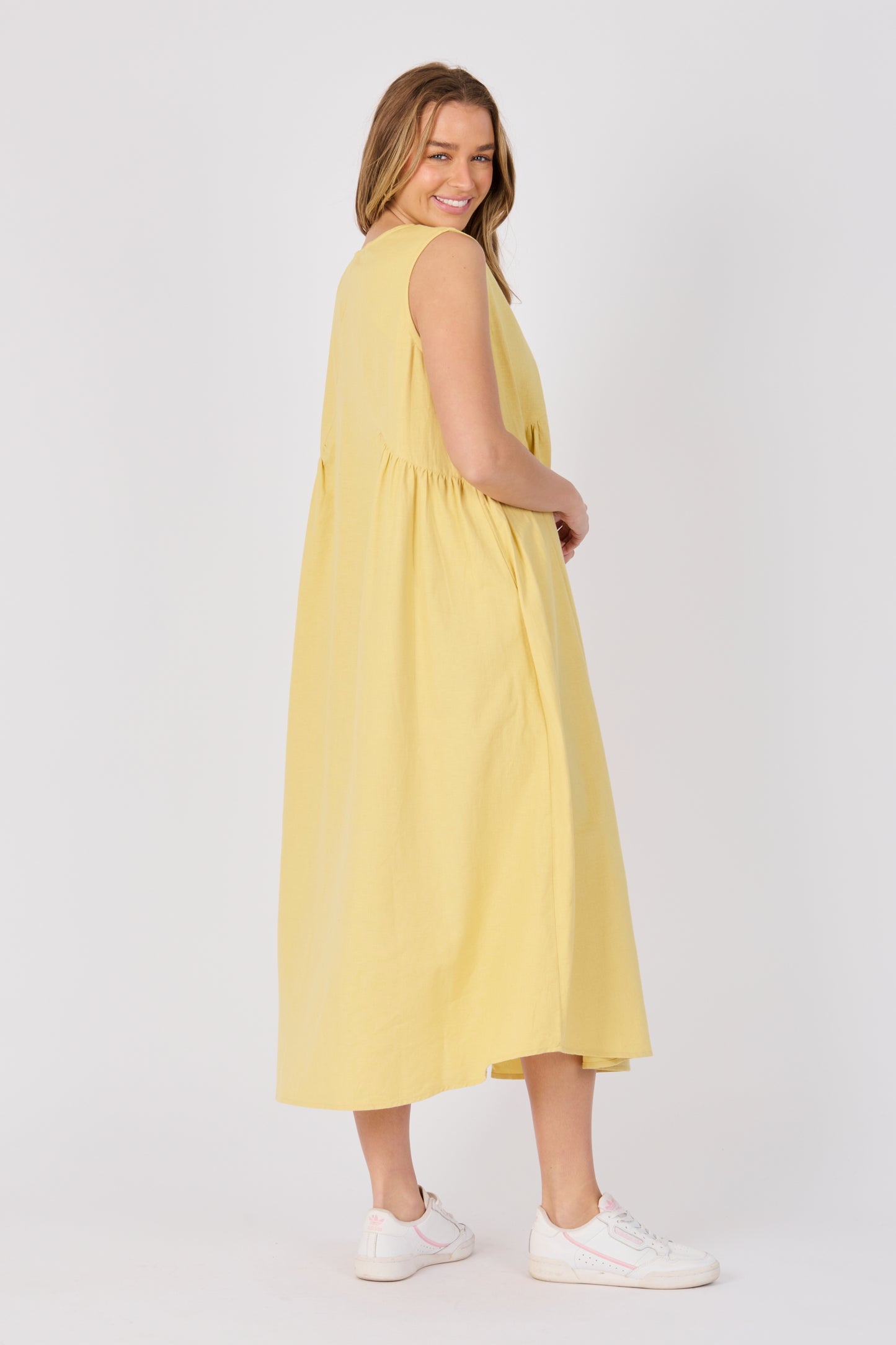 Gathered Panel Dress - Yellow