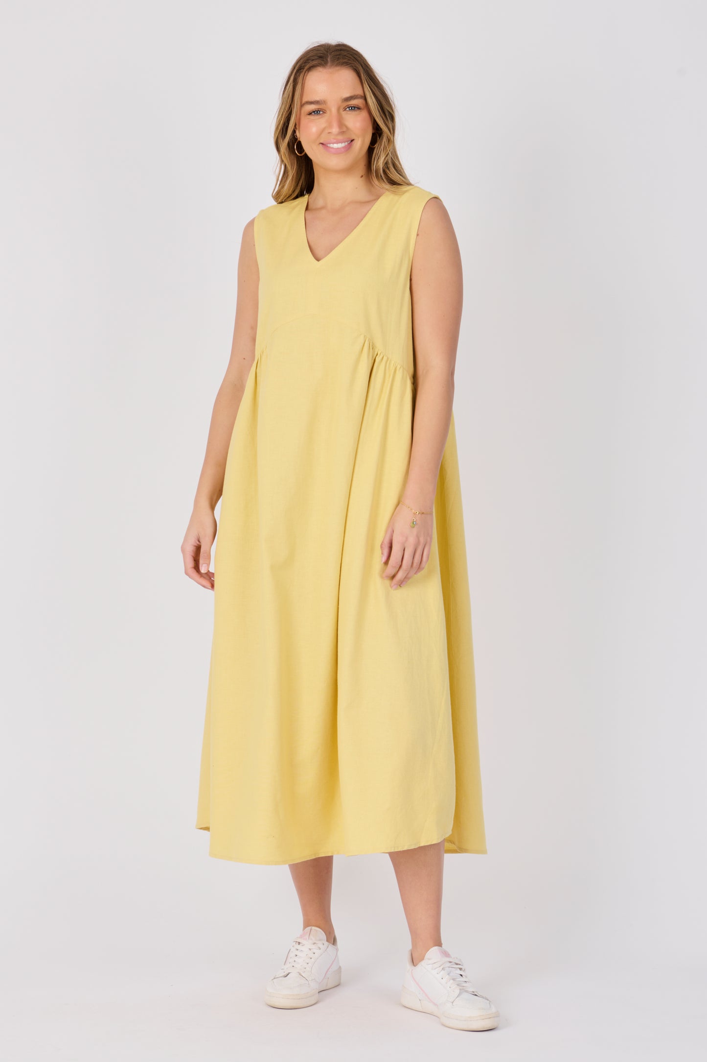 Gathered Panel Dress - Yellow