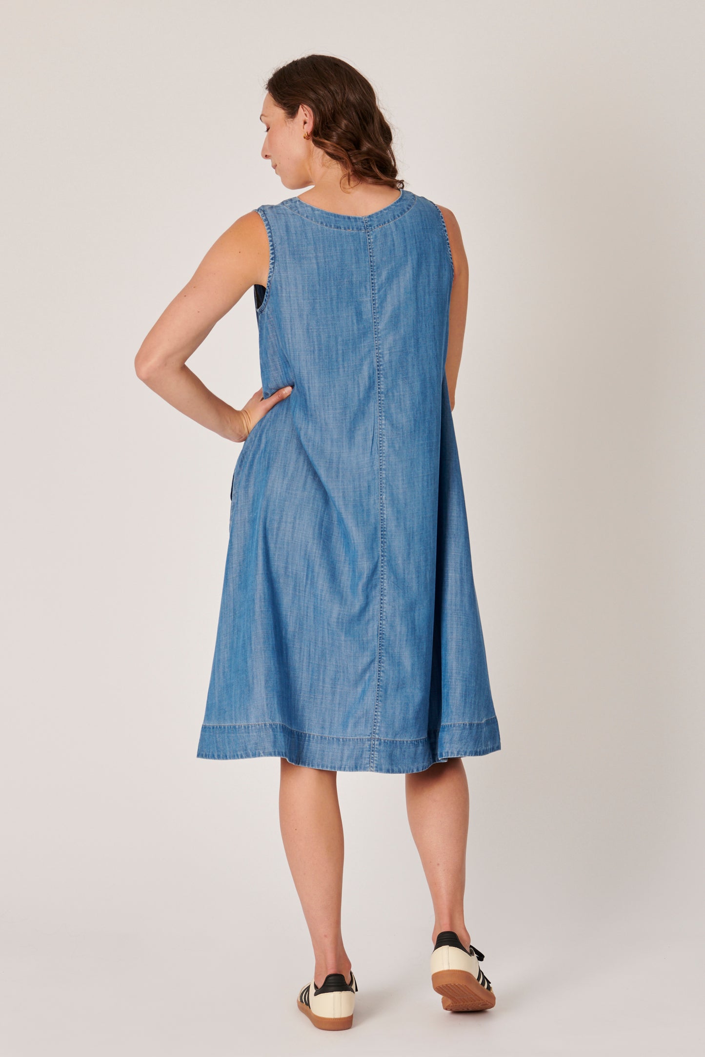 Half Zip Swing Dress Denim Blue