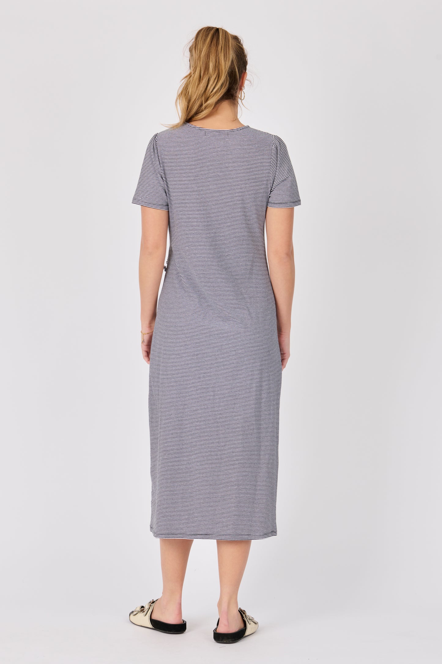 Tie Detail Midi Dress- Stripe