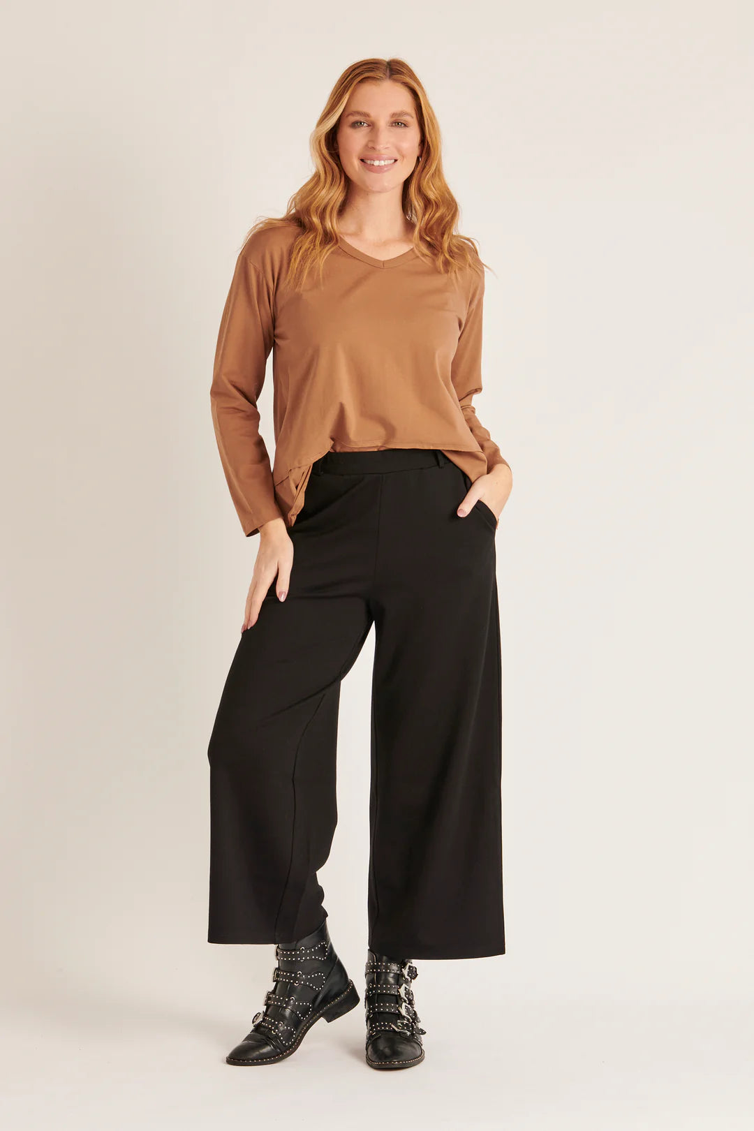 Wide Leg Ponte Pant - Black