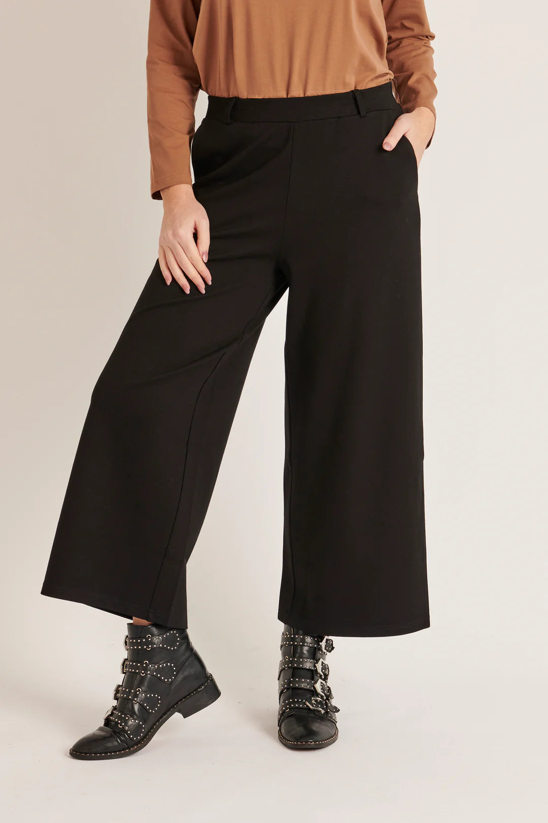 Wide Leg Ponte Pant - Black