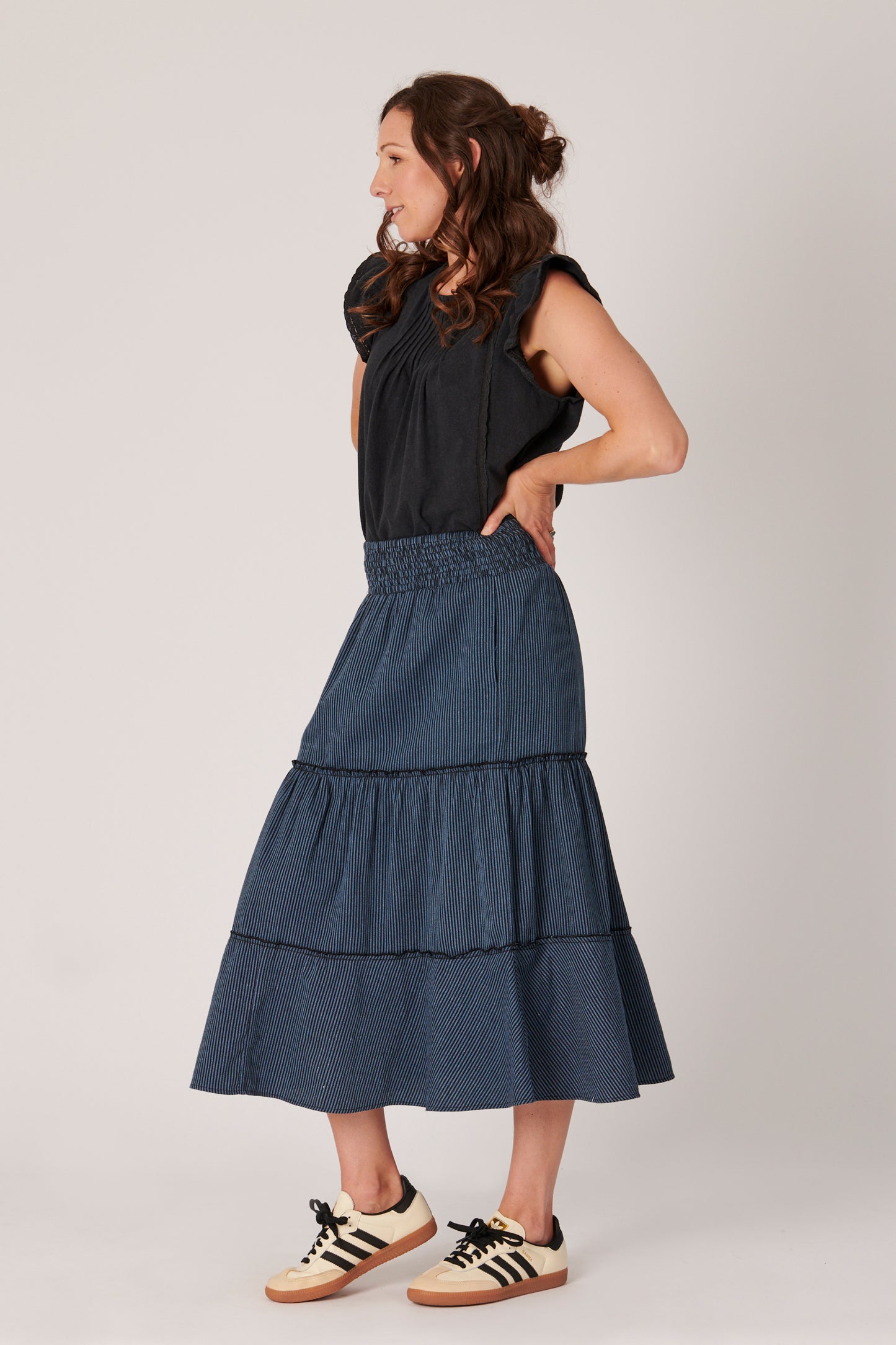 Tiered Maxi Skirt - Stripe