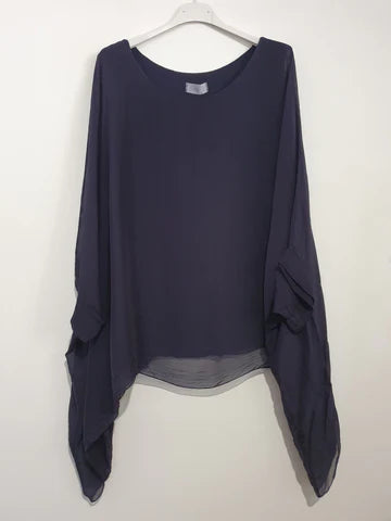 Frederic Silk Top - Navy