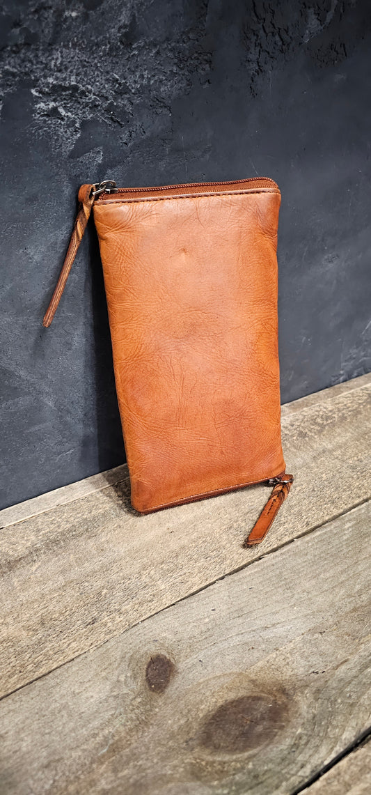 Soft Vintage Leather Optical/Phone Case - Tangerine