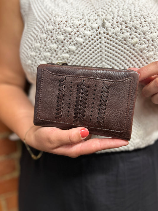 Vintage Leather Braided Wallet - Brown