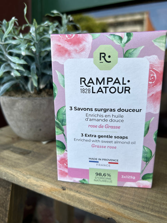 Rampal Latour 150g Round Soap – Rose de Grasse 3 pack