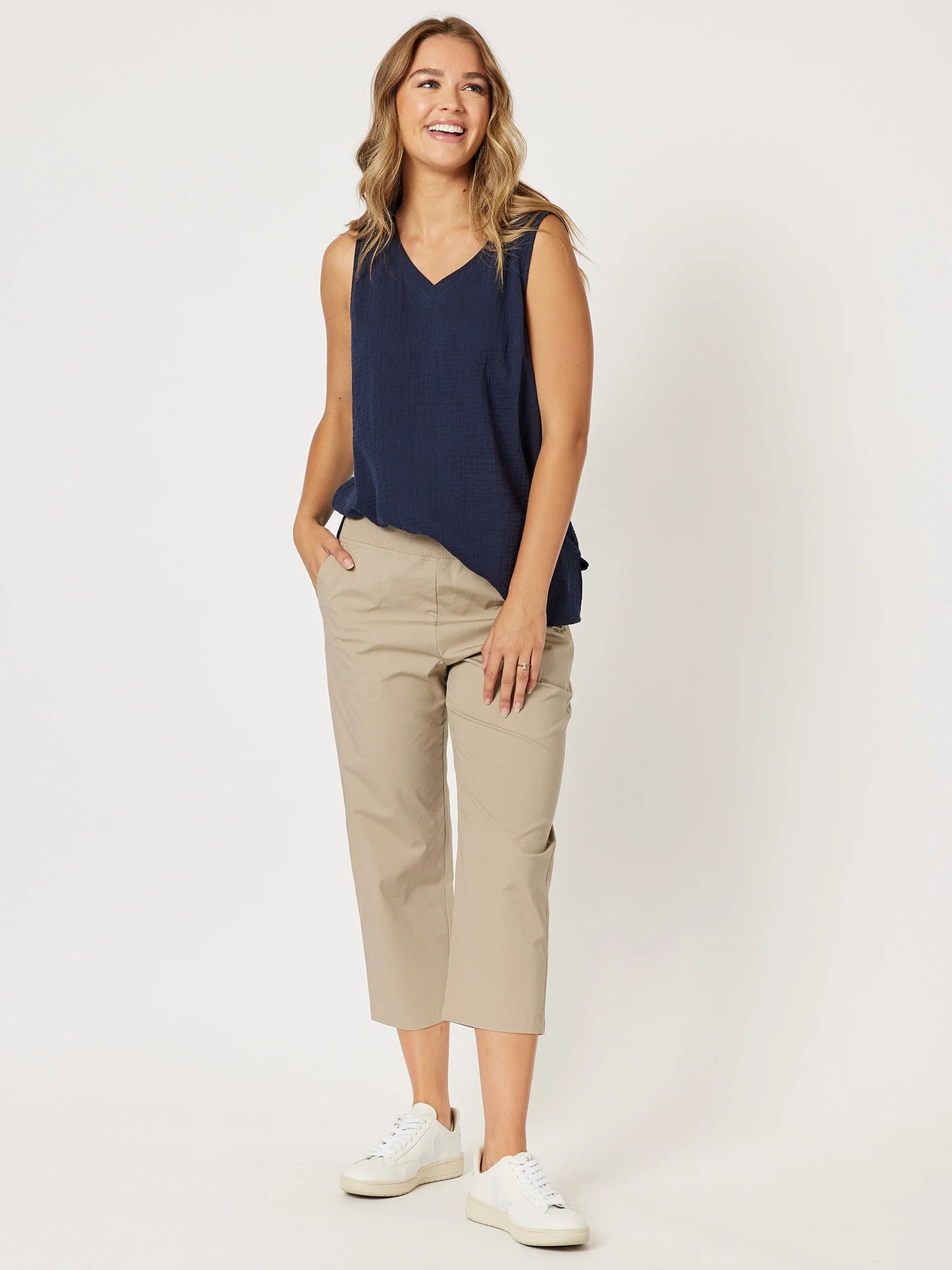 Santorini Cotton Pant- Stone