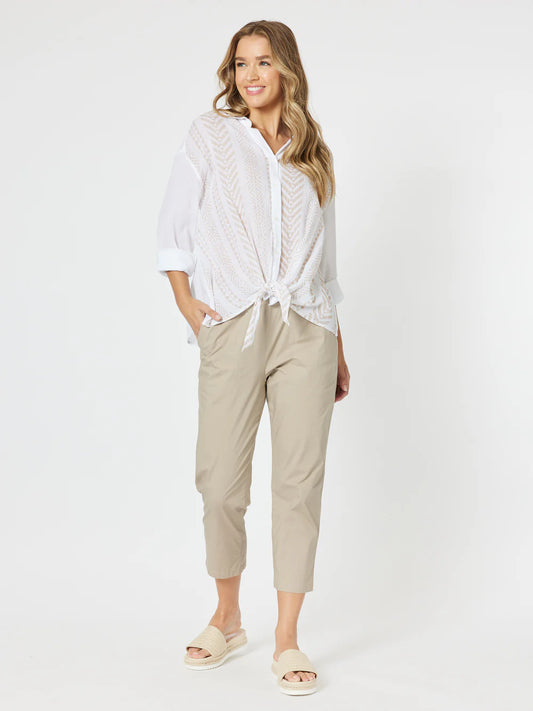 Santorini Cotton Pant- Stone