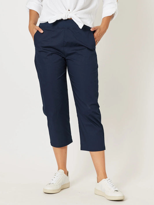 Santorini Cotton Pant- Navy