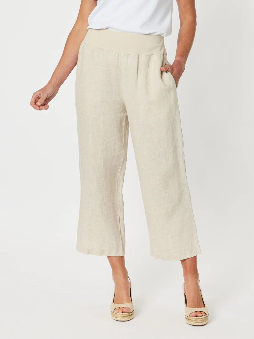 Cropped wide Leg Pant- Natural