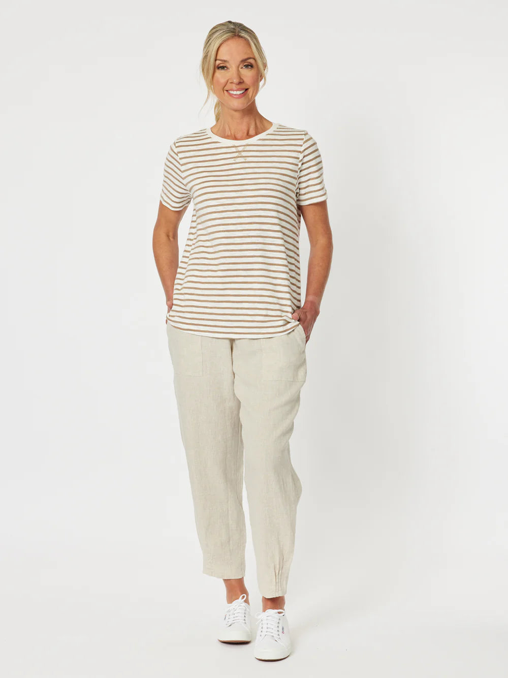 Classic Stripe Tee- Natural