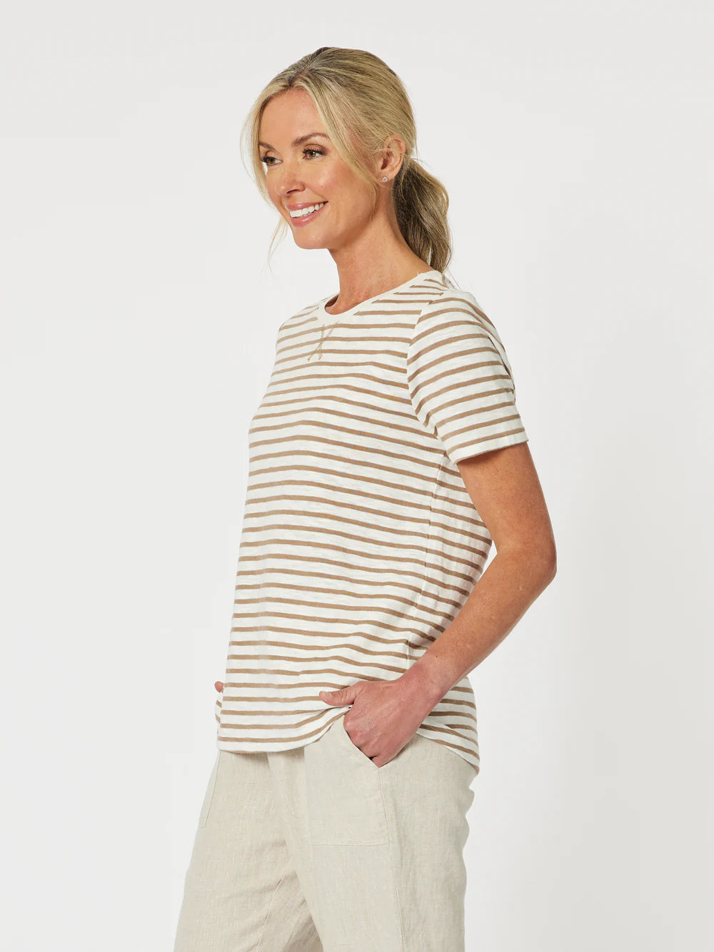 Classic Stripe Tee- Natural