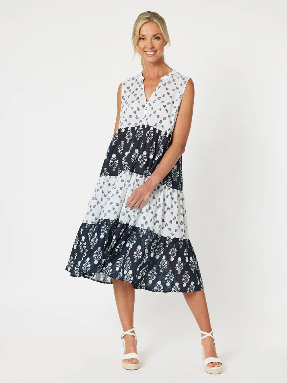 Houston Cotton Dress- Navy