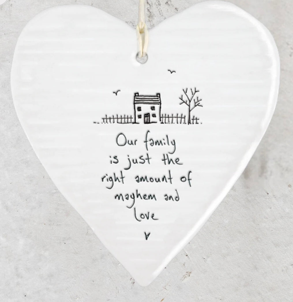 Wobbly Hanging Heart - Family Mayhem & Love