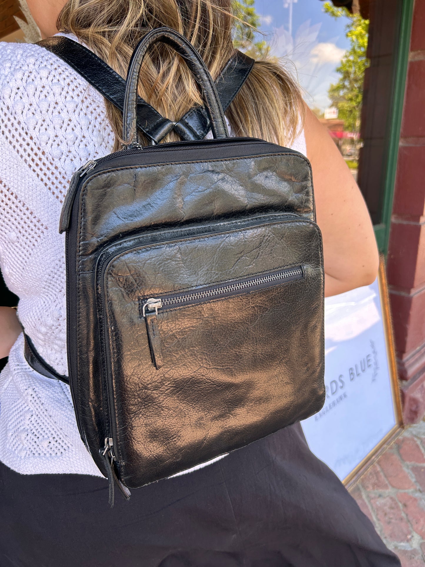 Leather Backpack - Black