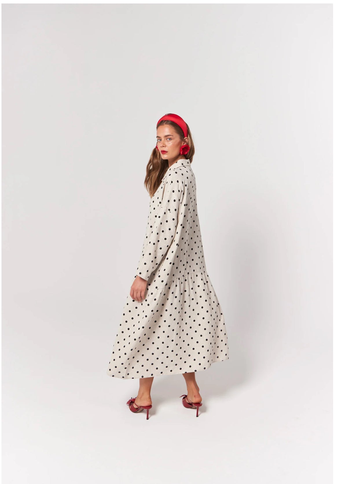 Luna Midi Dress- Oak Polka