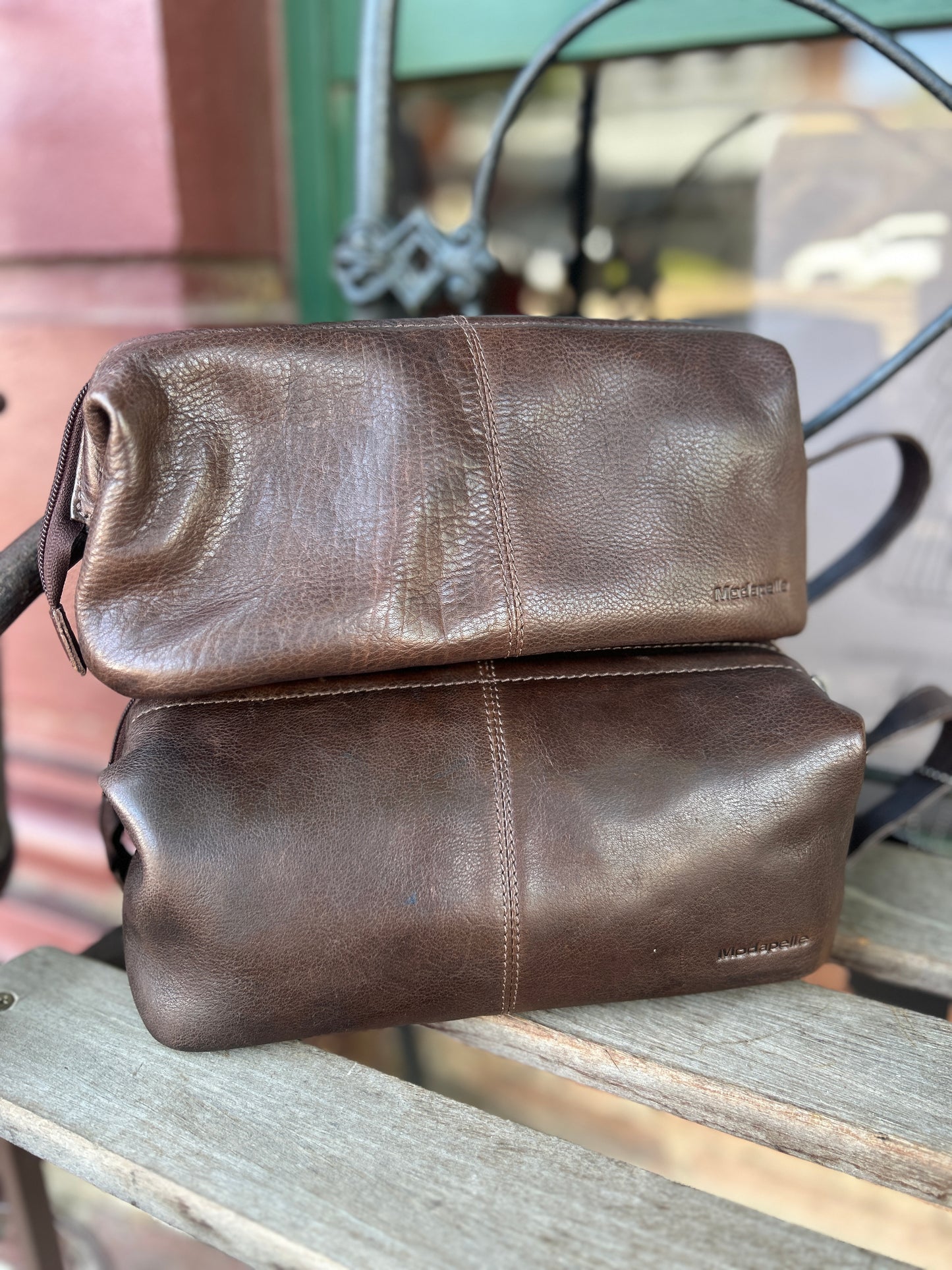 Vintage Leather Cosmetic Bag - Brown