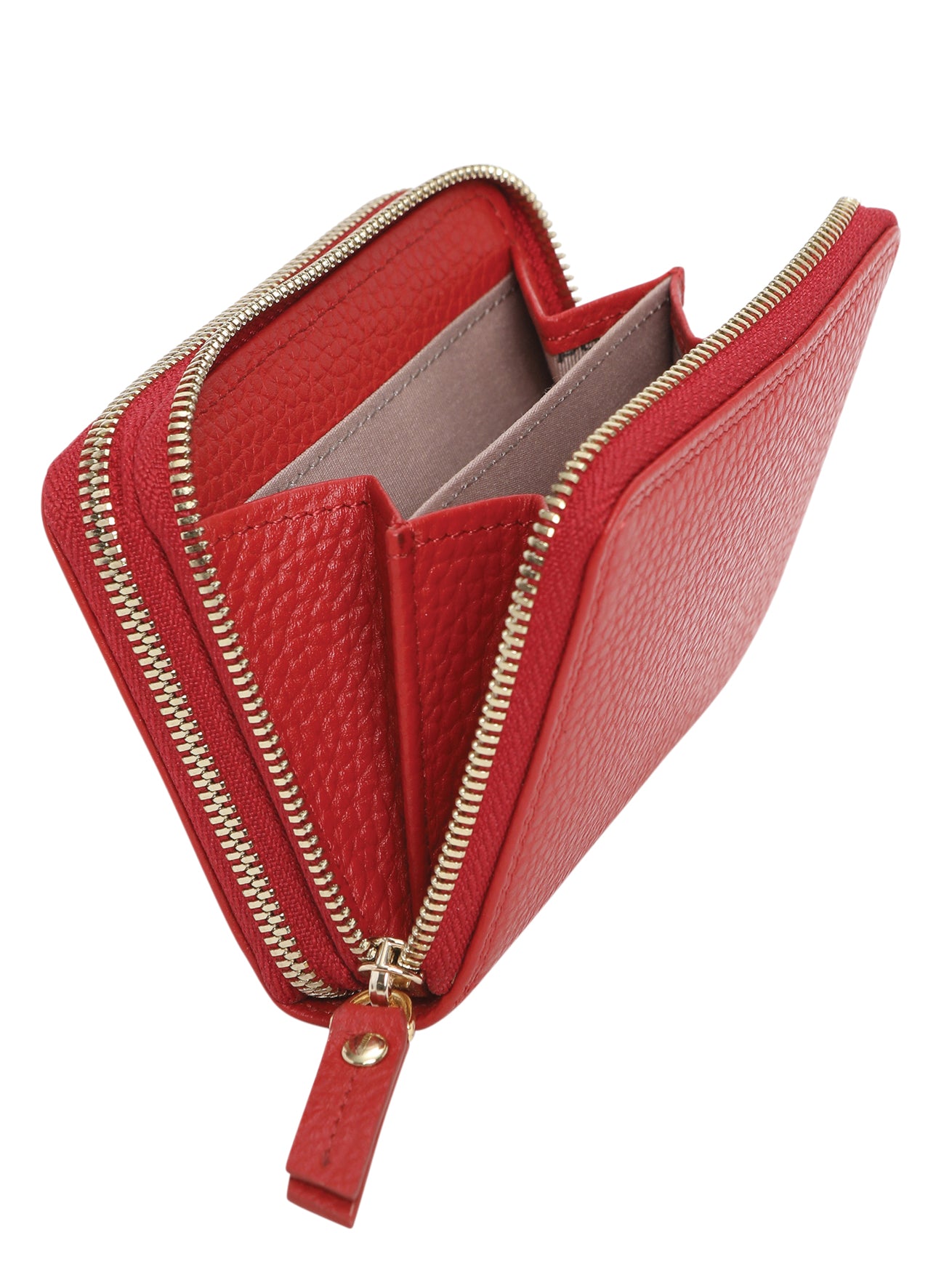 Multi Compartment Zip Coin Purse - Red