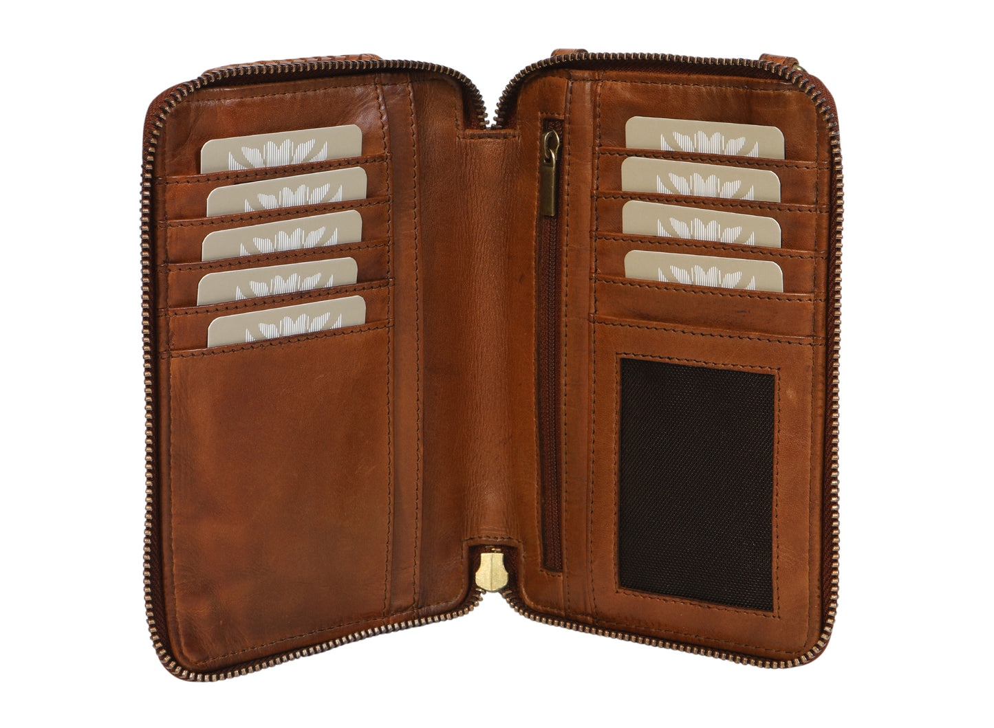 Vintage Leather Phone/Cross Body Wallet - Tan