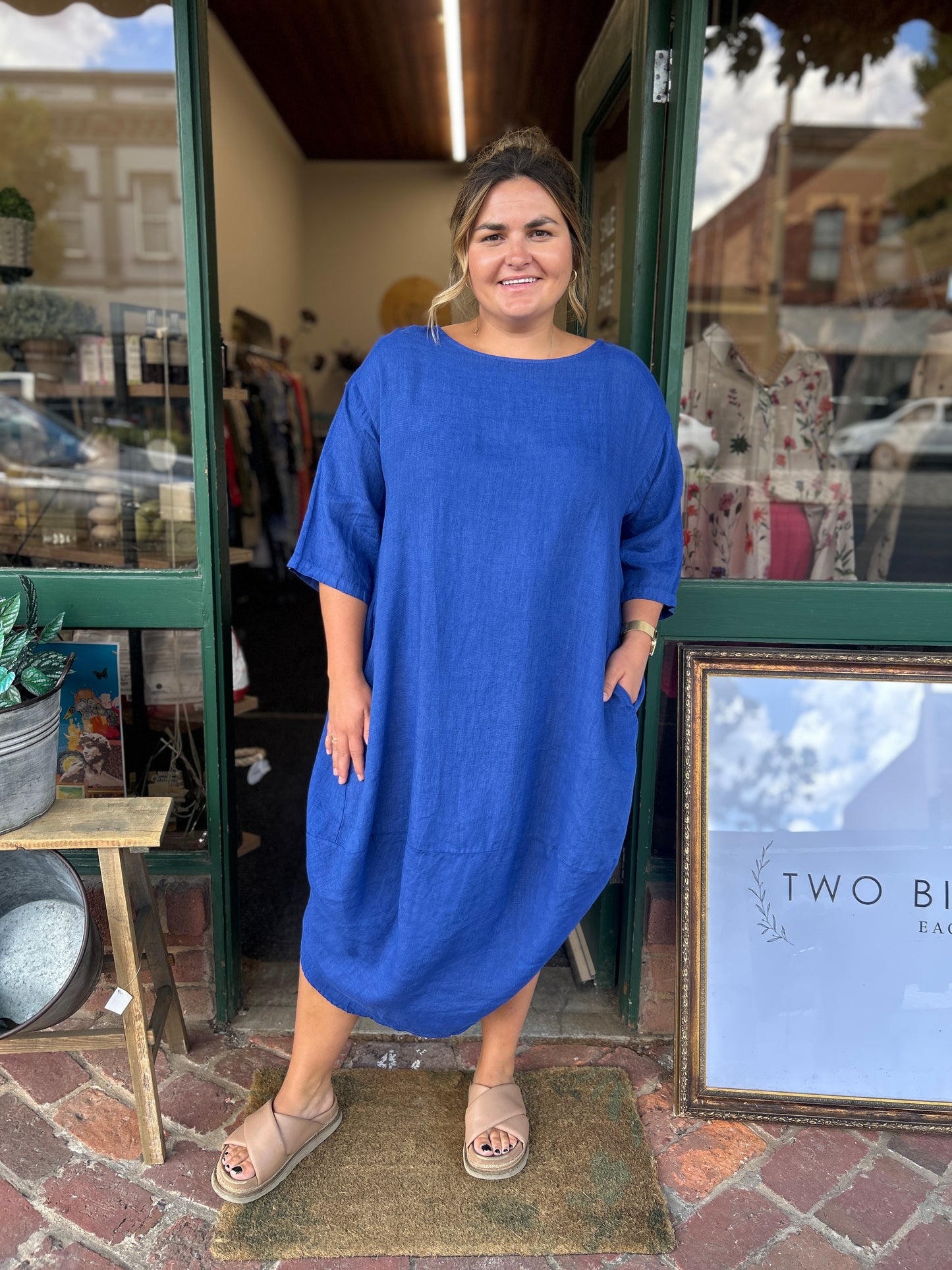 Scalloped Edge Dress - Royal Blue