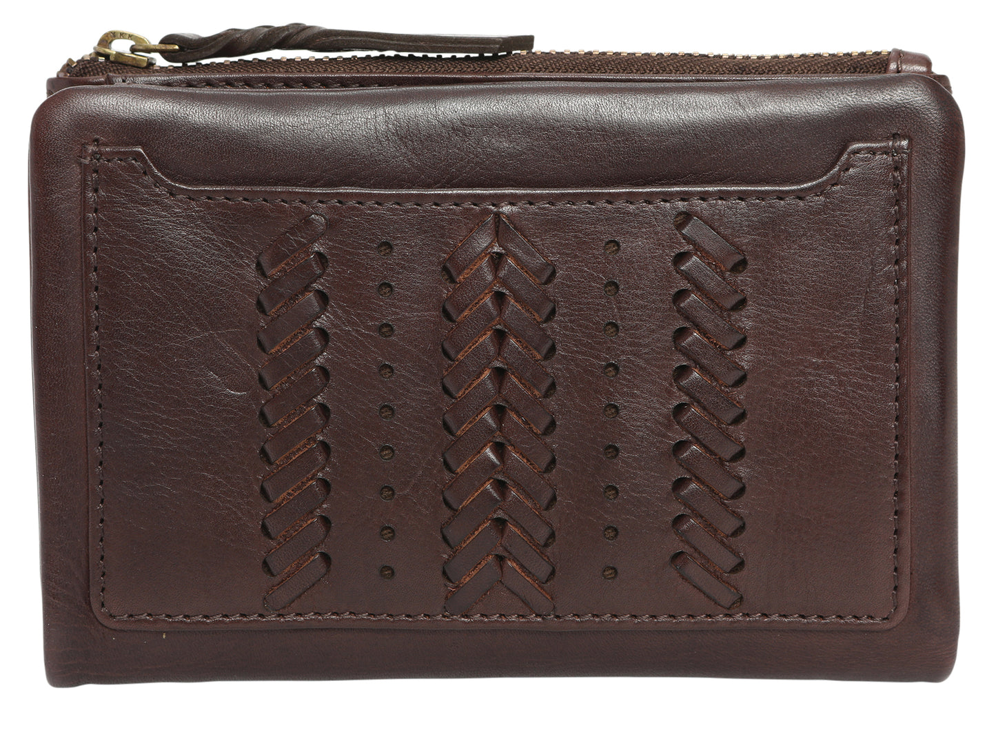 Vintage Leather Braided Wallet - Brown