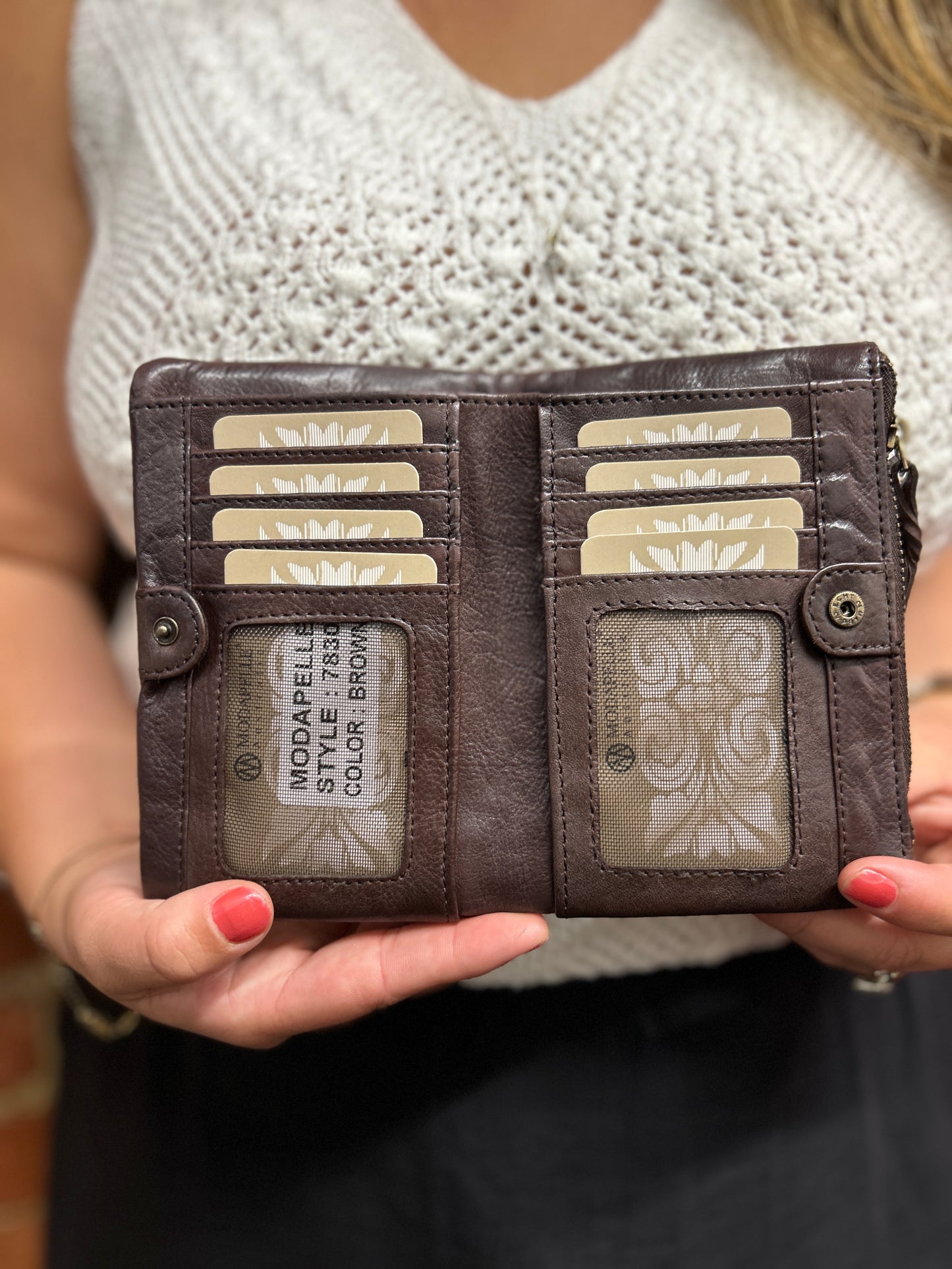 Vintage Leather Braided Wallet - Brown