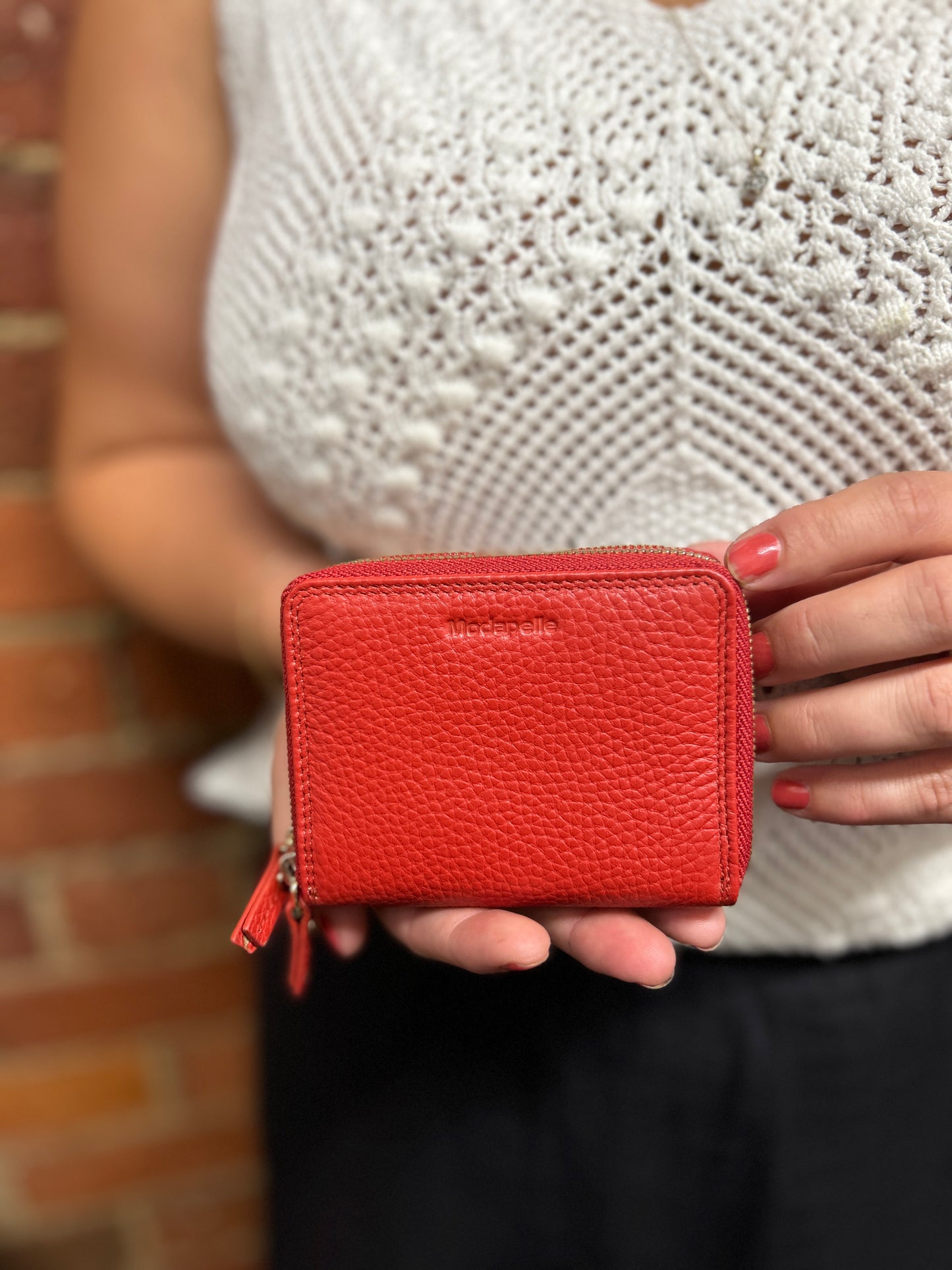 Multi Compartment Zip Coin Purse - Red