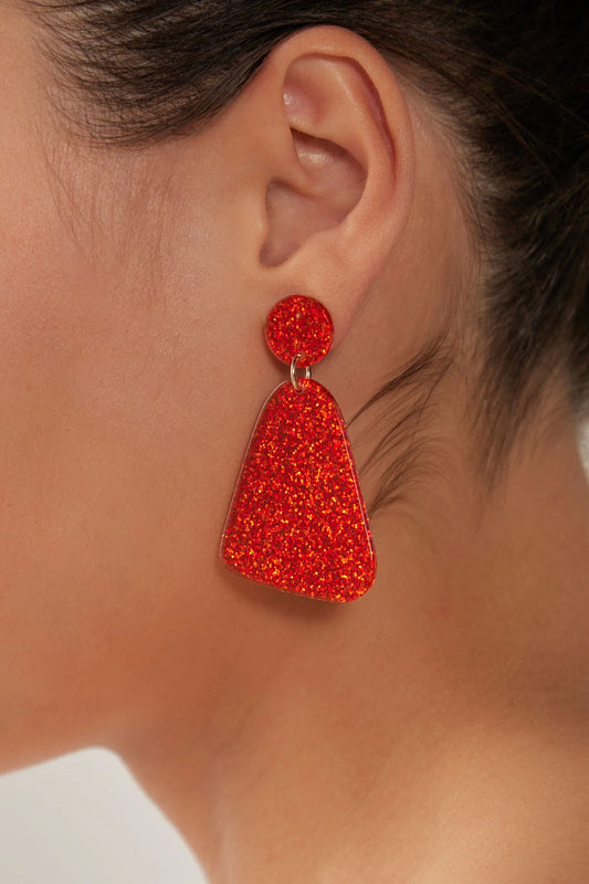 Jovial Sparkle Earring - Red Sparkle