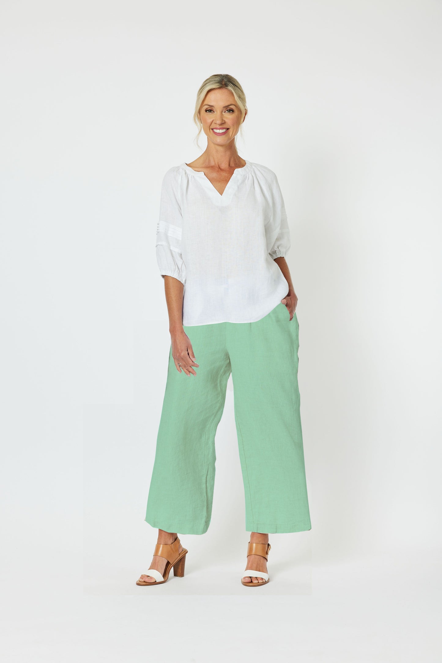 Cropped wide Leg Pant- Mint