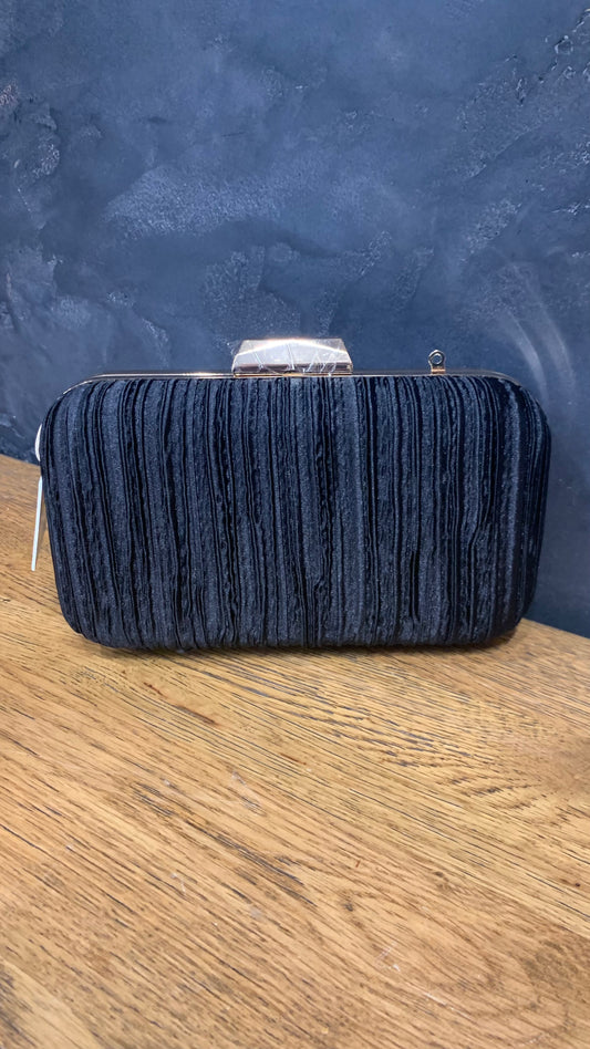 Fine Pleat Black Clutch