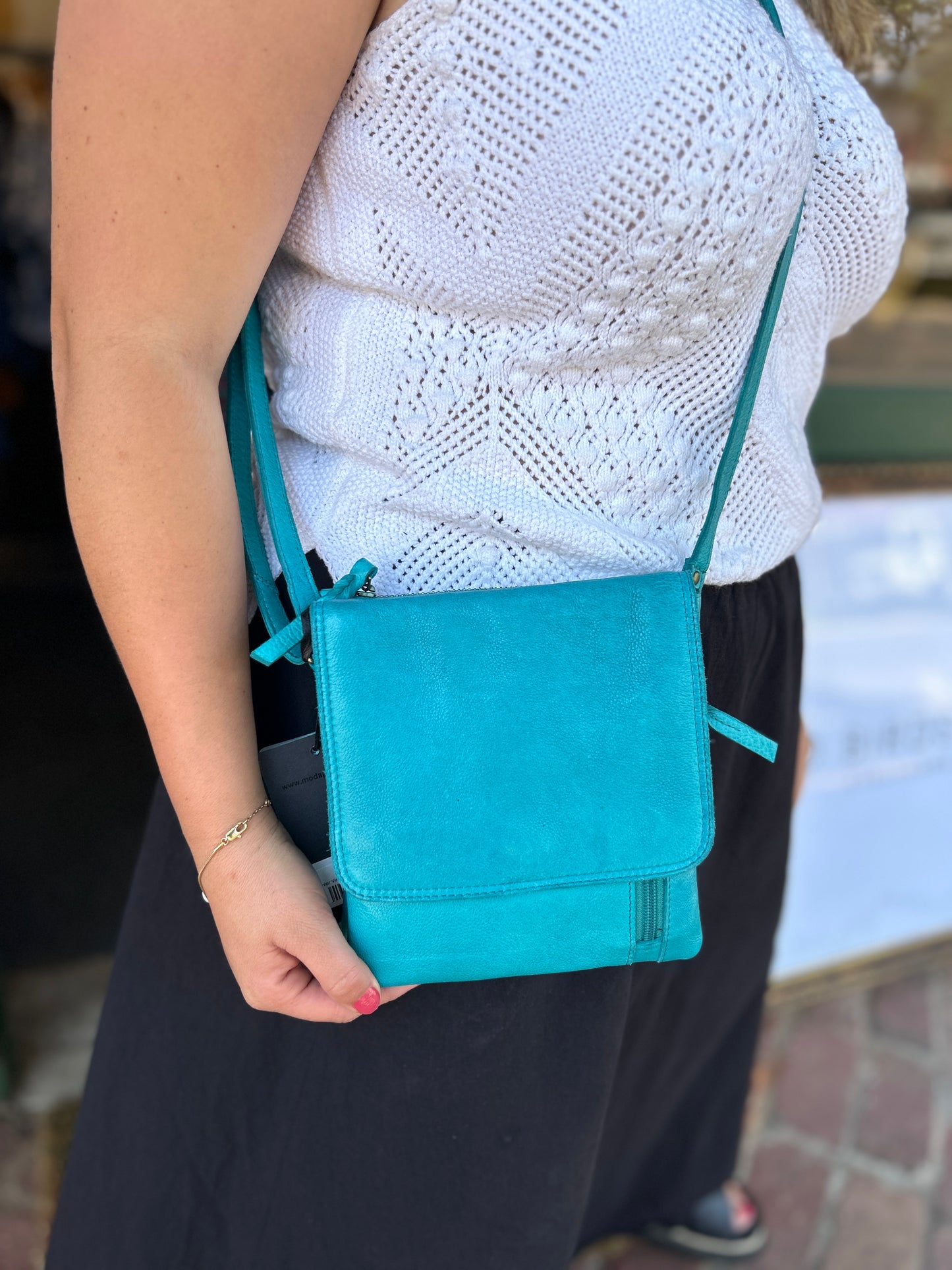 Summer Vintage Leather Bag - Aqua