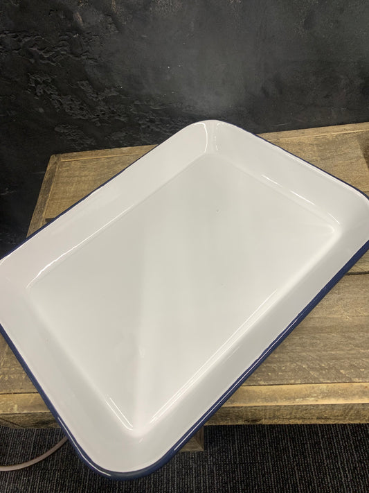 Enamel Baking Tray - White/Navy