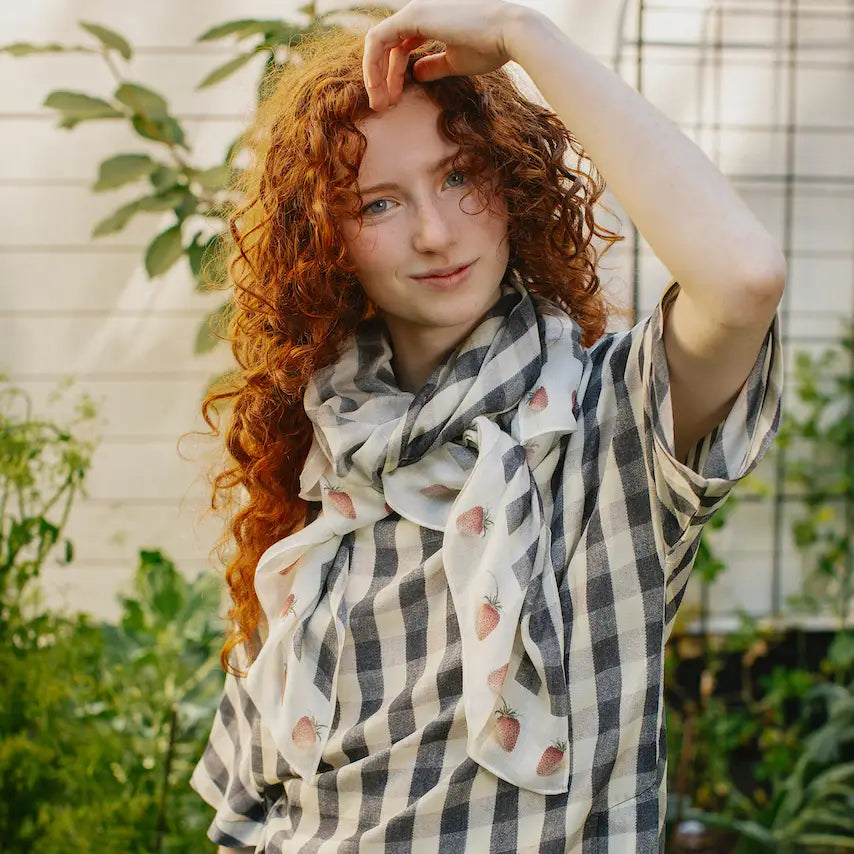 Happy Days Gingham & Strawberry Scarf