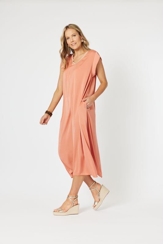 Luxe V-Neck dress- Sunset