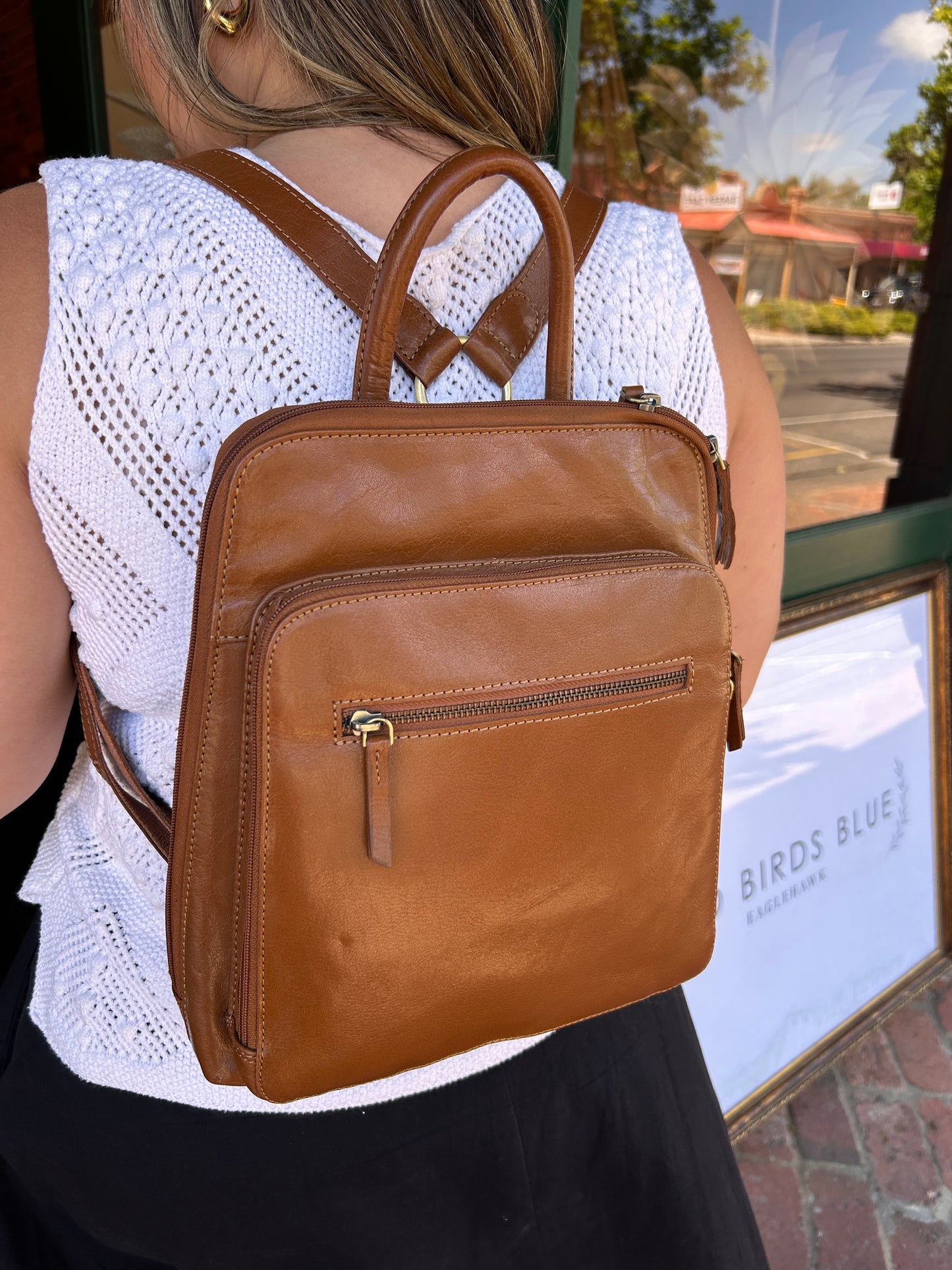 Leather Backpack - Tan