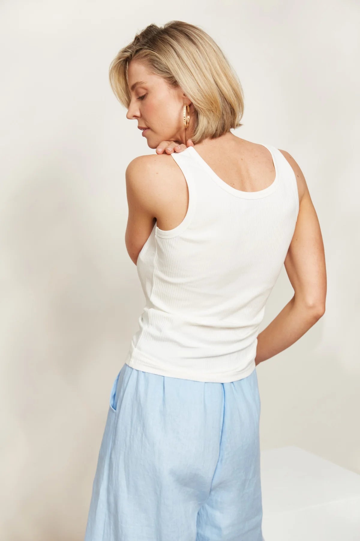 Ribbed Cotton Tank - Opal