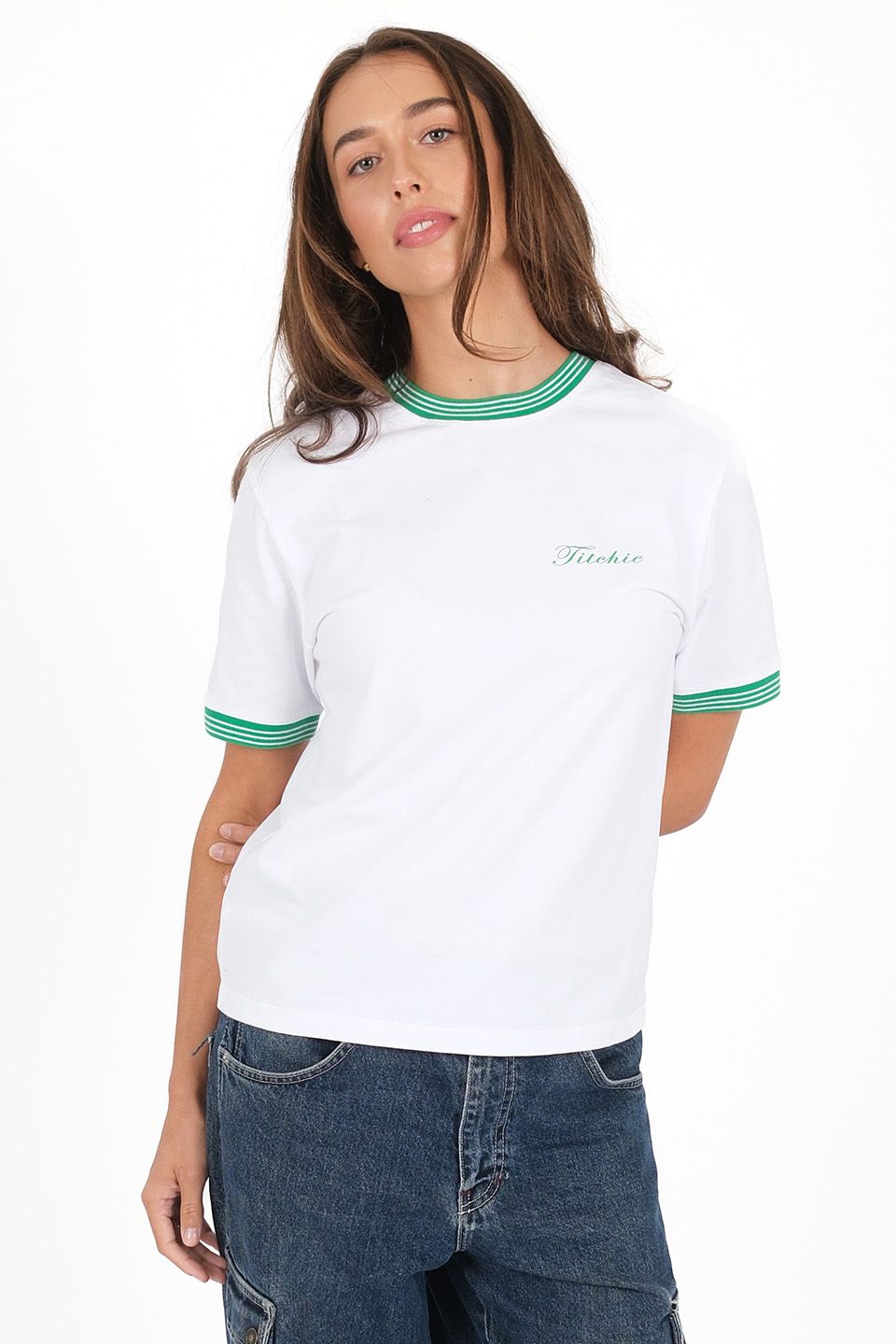 Bella Contrast Tee  - Green