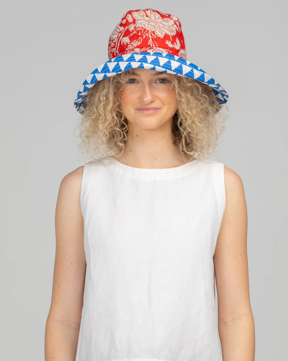 Reversible Wide Brim Bucket Hat - Farrah/Kelly