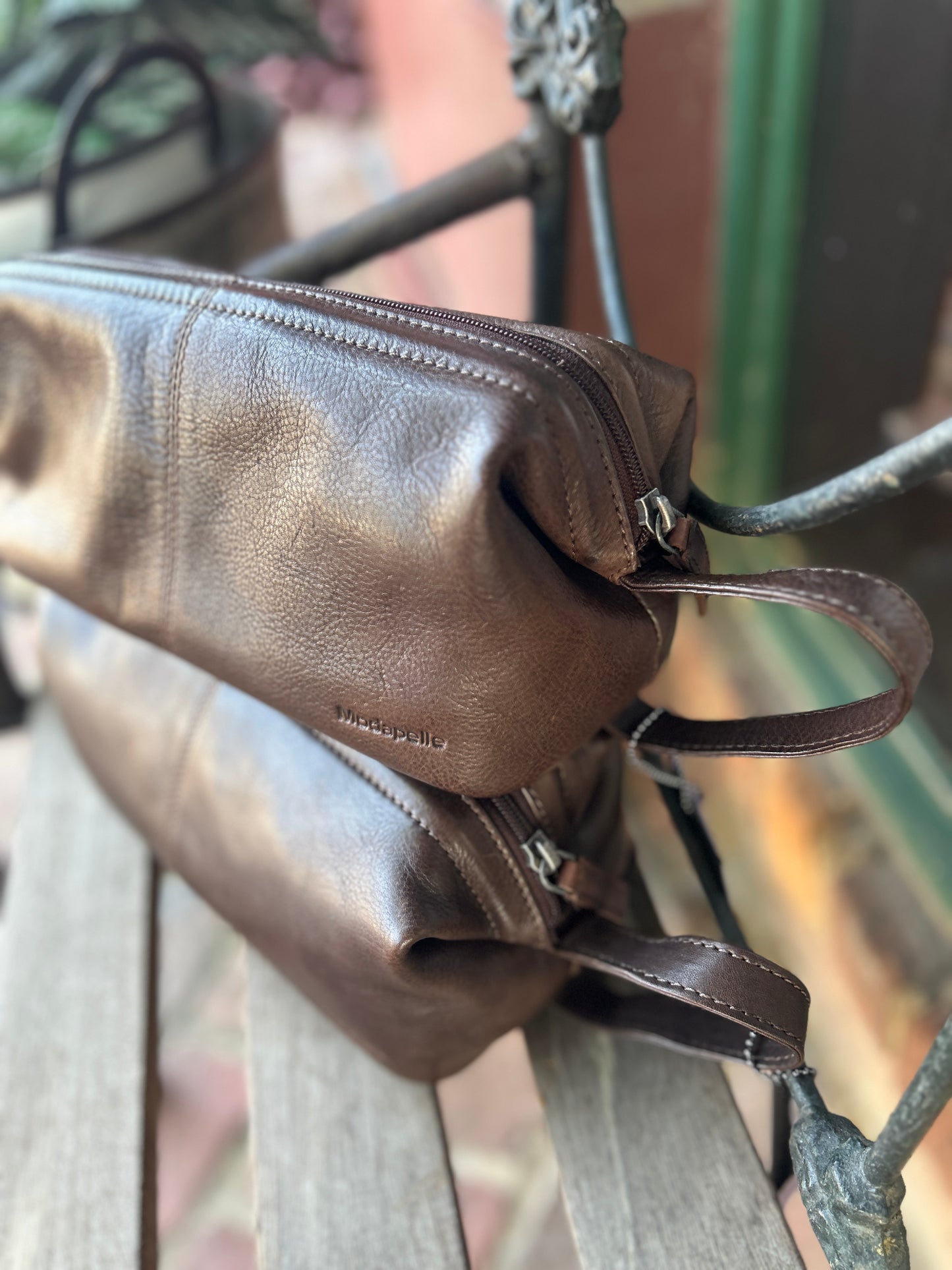 Vintage Leather Cosmetic Bag - Brown