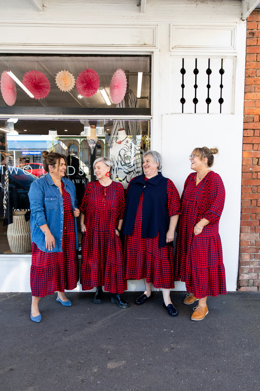 The Wren Dress - Navy & Red Check