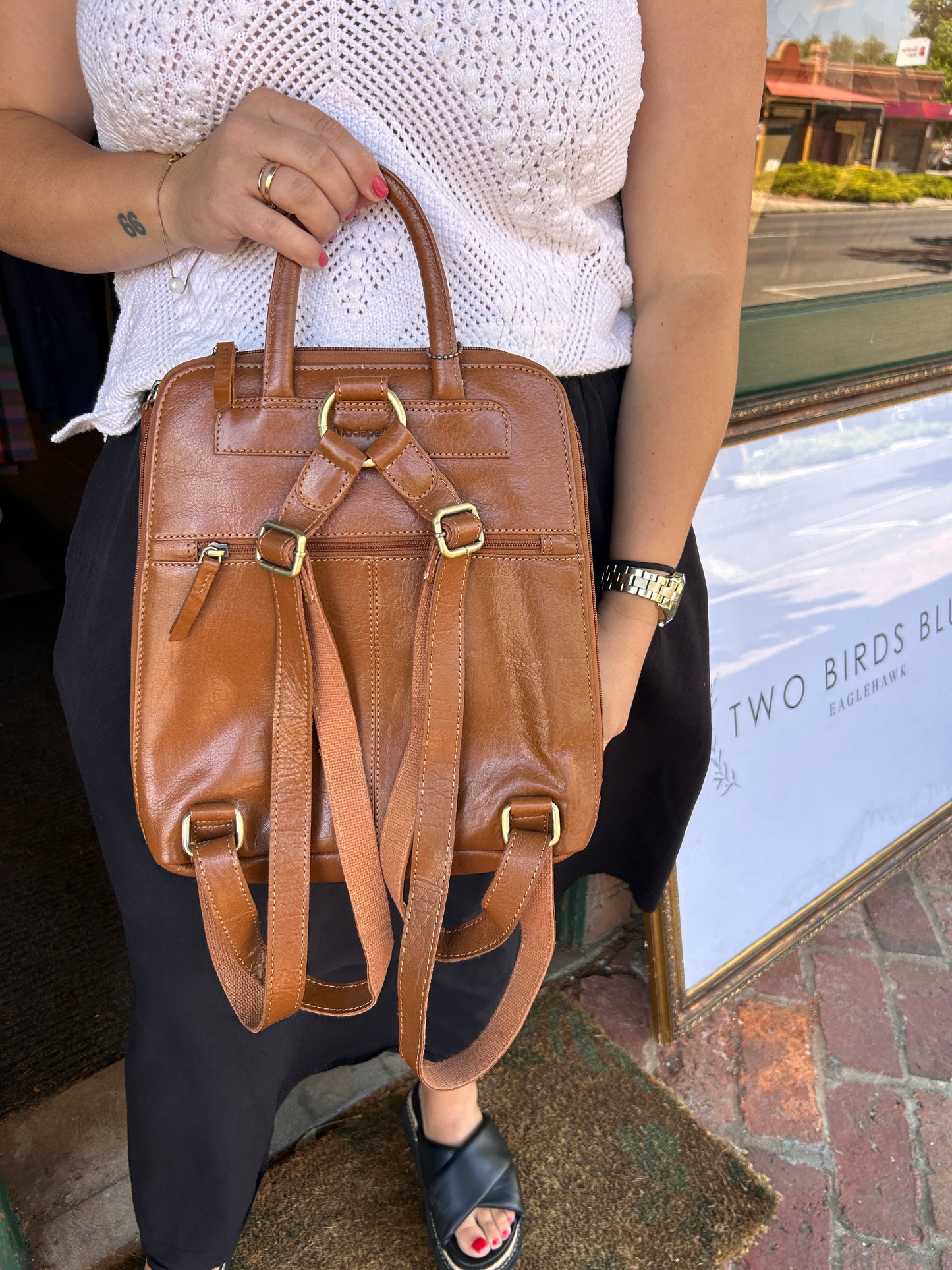 Leather Backpack - Tan