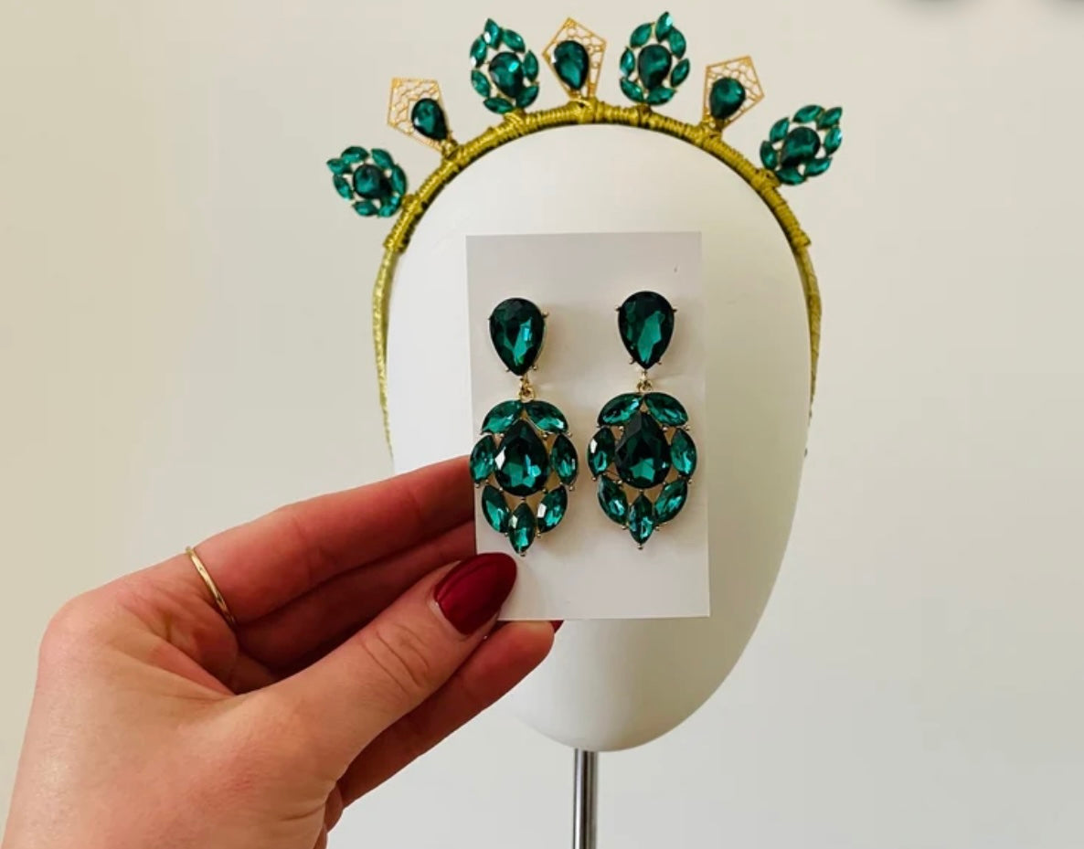 Emerald Headpiece & Matching Earrings